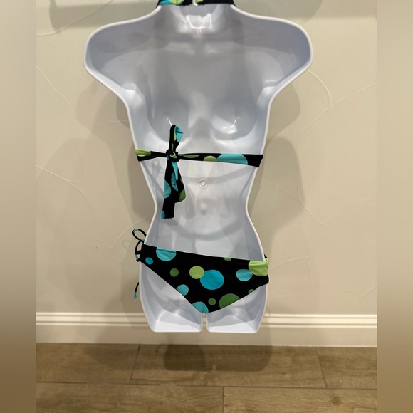 Island Soul black & Blue polka dot Bikini- XS - Picture 5 of 6